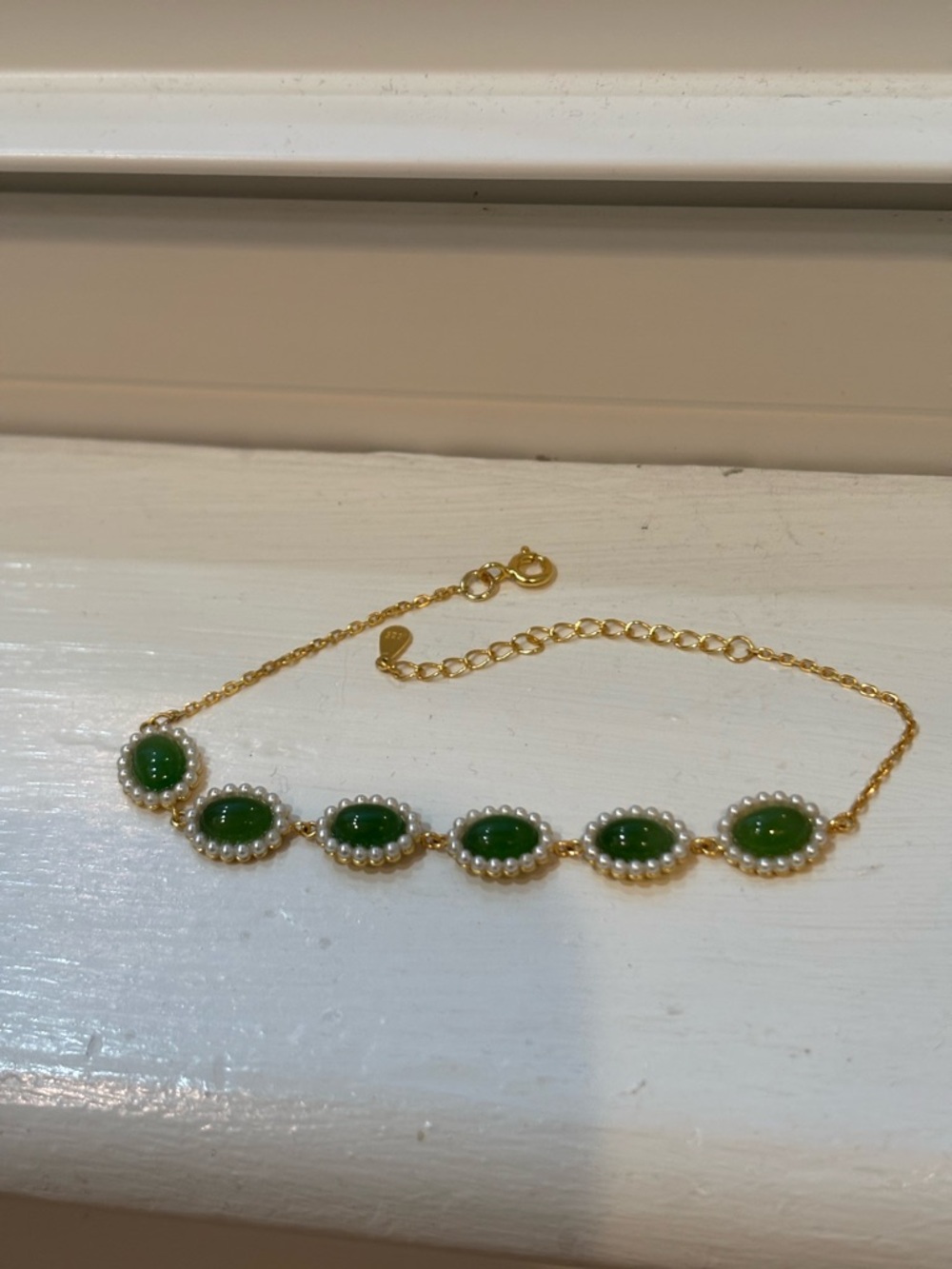 Jade And Pearl Stainless Steel Bracelet